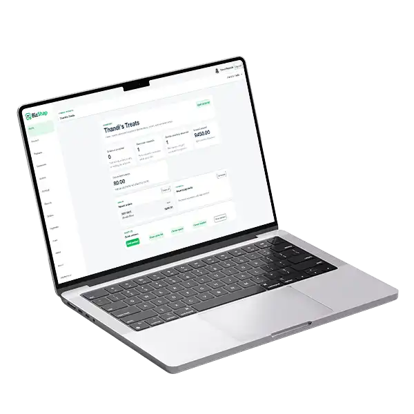 BizShap dashboard shown on a laptop