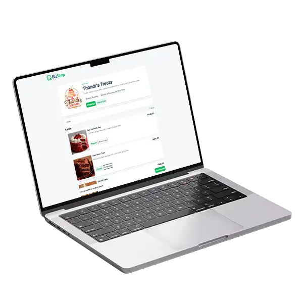 Public BizShap price list shown on a laptop